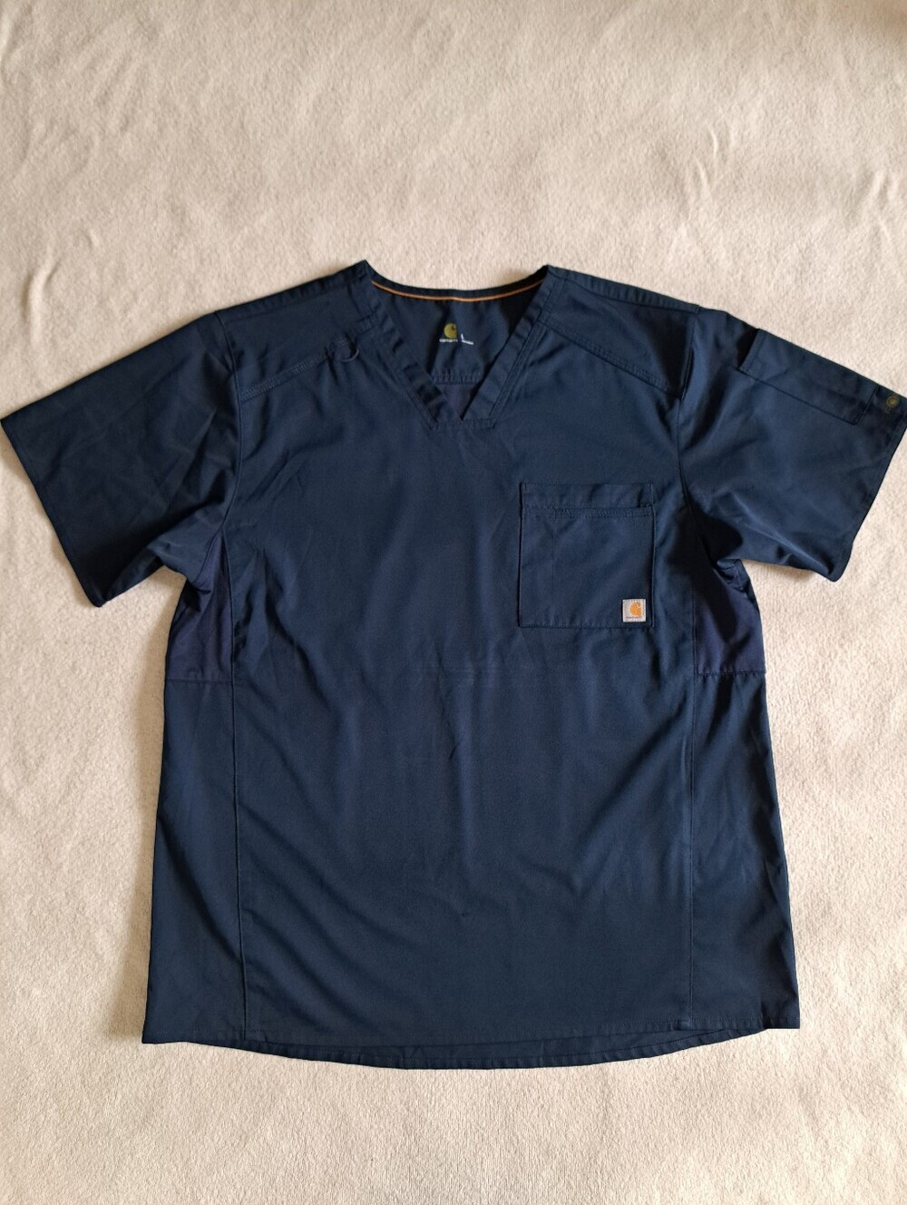 Carhartt Force Scrubs Top Mens Large Blue Short Sleeve Work Shirt Nurse Uniform